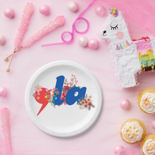 花（カンマ） ペーパープレート (パーティー)