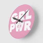 花：ガールパワー ラウンド壁時計 (傾斜)