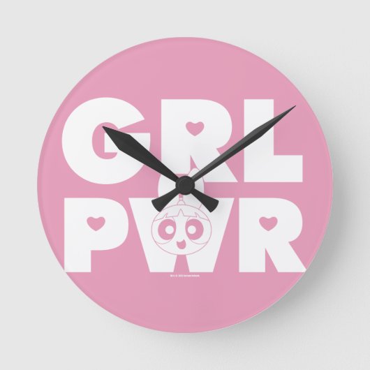 花：ガールパワー ラウンド壁時計 (正面)