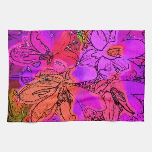 花 キッチンタオル (横)