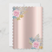 花、グリッター ハイ ヒール ローズ ゴールド ブライダル シャワー 招待状 (裏面)