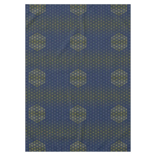 花 – グリッドパターン金ゴールド銀 テーブルクロス (正面)