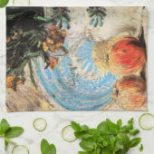 花、コーヒーポットとフルーツby Vincent vanゴッホ キッチンタオル (折り畳み)