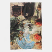 花、コーヒーポットとフルーツby Vincent vanゴッホ キッチンタオル (縦)