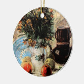 花、コーヒーポットとフルーツby Vincent vanゴッホ セラミックオーナメント (左)
