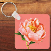 花 |サンゴの牡丹の花 キーホルダー (正面)