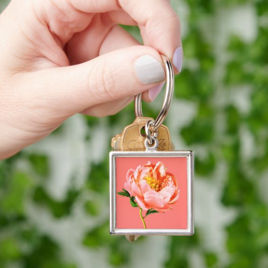 花 |サンゴの牡丹の花 キーホルダー (手)