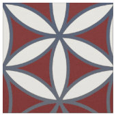 花 – シームレスパターン – 青ベージュ ファブリック (クローズアップ)
