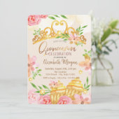 花、スイーツ、ローズゴールドのキンセアニエラ 招待状 (スタンド正面)
