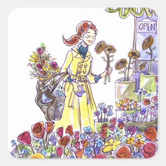 花 スクエアシール (正面)