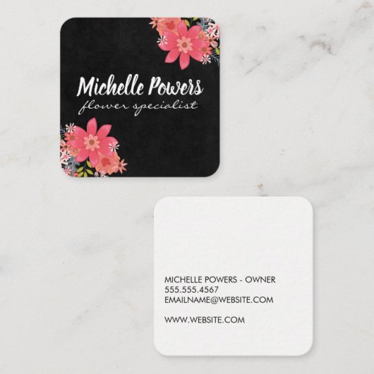 花 スクエア名刺 (正面/裏面)