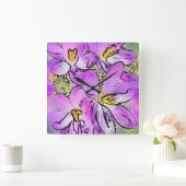 花 スクエア壁時計 (ホーム)