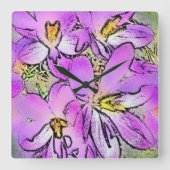 花 スクエア壁時計 (正面)