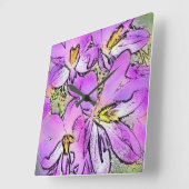 花 スクエア壁時計 (傾斜)