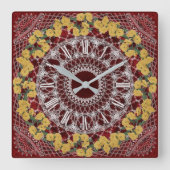 花 スクエア壁時計 (正面)