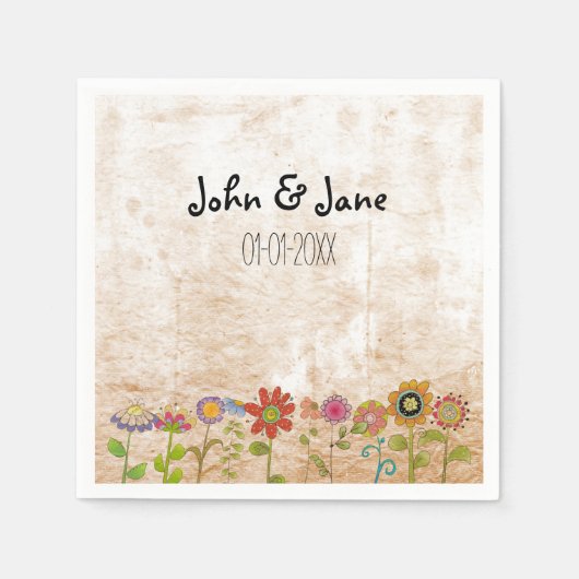 花 スタンダードカクテルナプキン (正面)