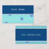 花 – スタンプのシームレスなパターン – シアン 名刺 (正面/裏面)