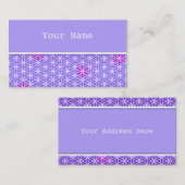 花 – スタンプのシームレスなパターン – 紫 名刺 (正面/裏面)