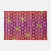 花 – スタンプのシームレスなパターン – 赤い金ゴールド ドアマット (正面)