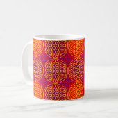 花 – スタンプ模様 – オレンジ色ピンク コーヒーマグカップ (正面左)