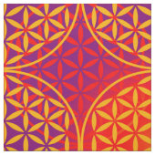 花 – スタンプ模様 – オレンジ色ピンク ファブリック (見本)