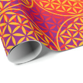 花 – スタンプ模様 – オレンジ色ピンク ラッピングペーパー (ロールコーナー)