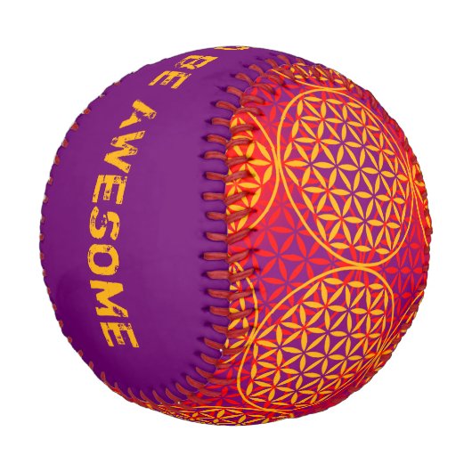 花 – スタンプ模様 – オレンジ色ピンク 野球ボール (アングル)