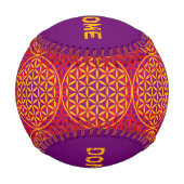 花 – スタンプ模様 – オレンジ色ピンク 野球ボール (正面)