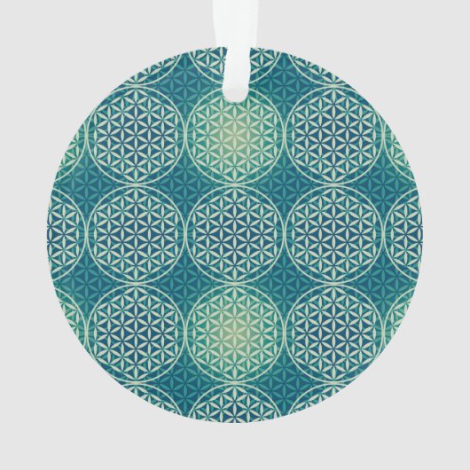 花 – スタンプ模様 – 水色 オーナメント (裏面)