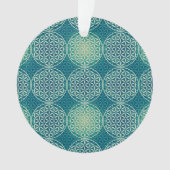 花 – スタンプ模様 – 水色 オーナメント (正面)