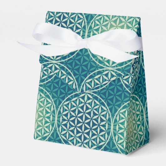 花 – スタンプ模様 – 水色 フェイバーボックス (正面サイド)