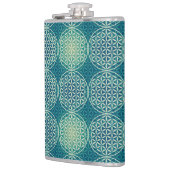 花 – スタンプ模様 – 水色 フラスク (左)