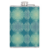 花 – スタンプ模様 – 水色 フラスク (裏面)