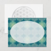 花 – スタンプ模様 – 水色 ポストカード (正面/裏面)