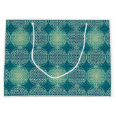 花 – スタンプ模様 – 水色 ラージペーパーバッグ (正面)