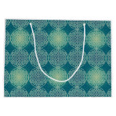 花 – スタンプ模様 – 水色 ラージペーパーバッグ (裏面)