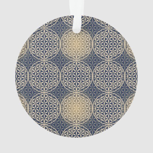 花 – スタンプ模様 – 青い砂 オーナメント (裏面)