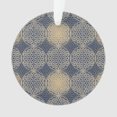 花 – スタンプ模様 – 青い砂 オーナメント (正面)