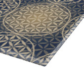 花 – スタンプ模様 – 青い砂 カッティングボード (角)