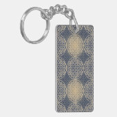 花 – スタンプ模様 – 青い砂 キーホルダー (正面左)