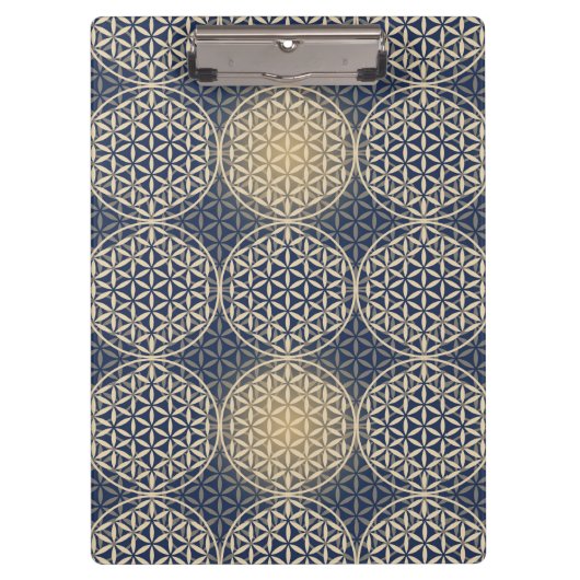 花 – スタンプ模様 – 青い砂 クリップボード (正面)