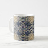 花 – スタンプ模様 – 青い砂 コーヒーマグカップ (正面左)