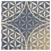 花 – スタンプ模様 – 青い砂 ファブリック (見本)