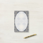 花 – スタンプ模様 – 青い砂 ポストイット (デスク上)