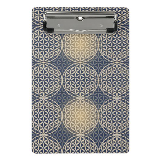 花 – スタンプ模様 – 青い砂 ミニクリップボード (正面)