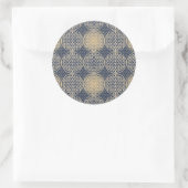 花 – スタンプ模様 – 青い砂 ラウンドシール (バッグ)
