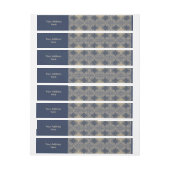 花 – スタンプ模様 – 青い砂 ラップアラウンド宛名ラベル (シート)