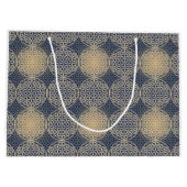 花 – スタンプ模様 – 青い砂 ラージペーパーバッグ (裏面)