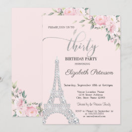 花、ダイヤモンド エッフェル塔 30歳の誕生日 招待状