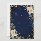 花、ダイヤモンド、ドレス 青いキンセアニエラ 招待状 (裏面)